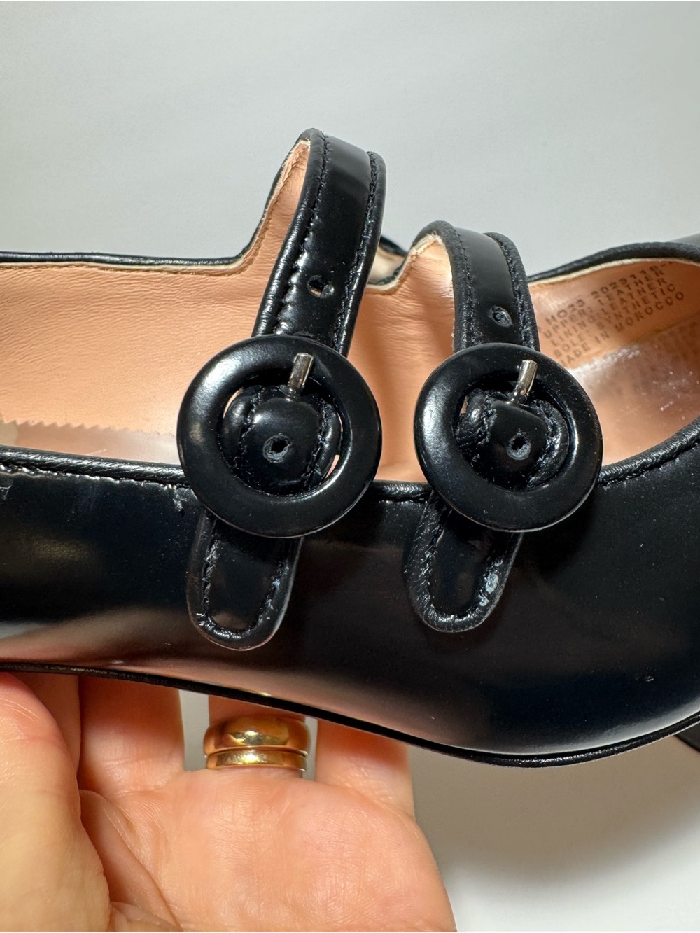 New J. Crew Maisie Double Strap Heels Italian Leather Black Mary Jane Size 7.5 - Picture 9 of 14